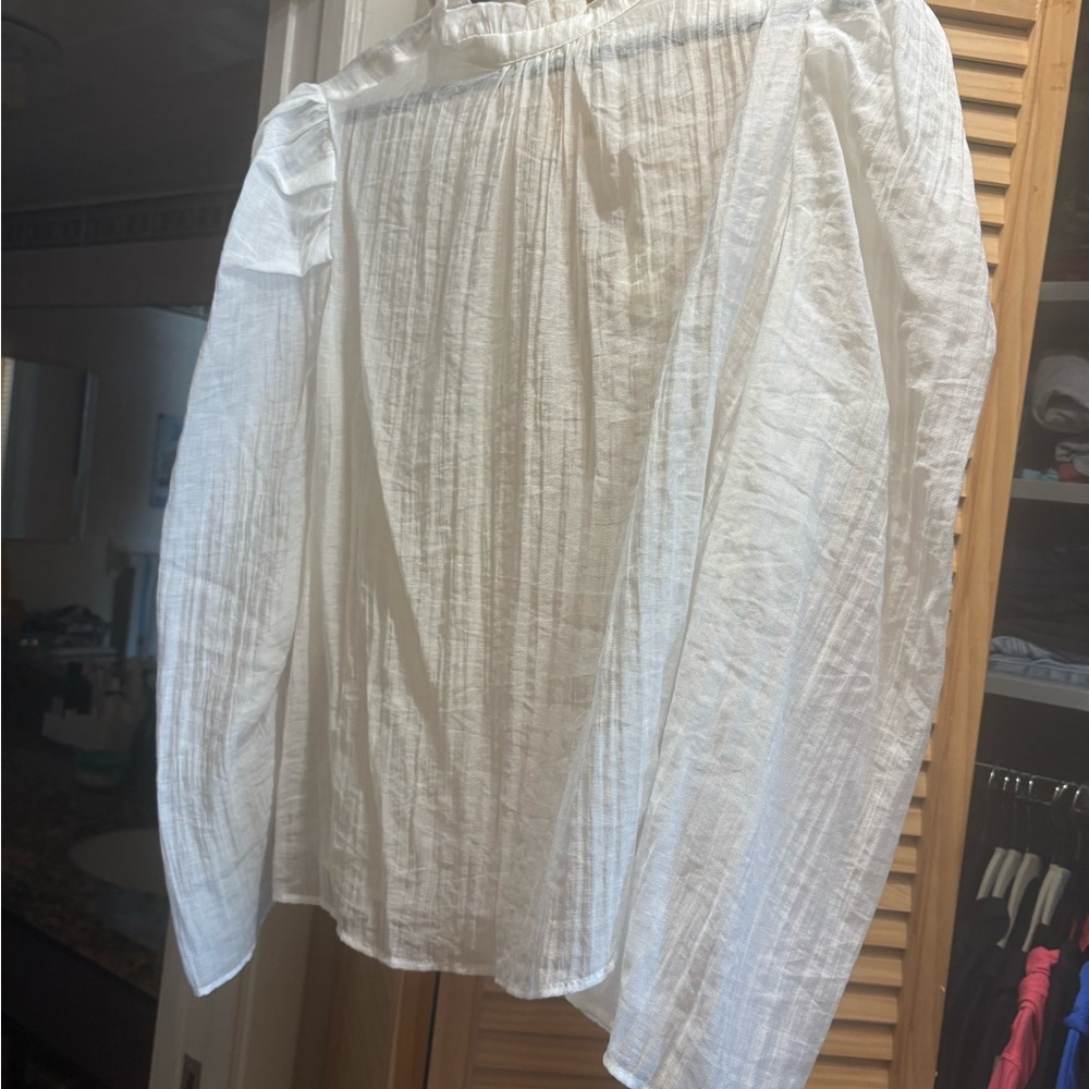 Anthropologie Maeve White Textured Blouse